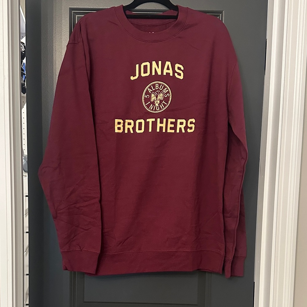Jonas Brothers 5 Albums 1 Night Maroon Crewneck Sweatshirt
